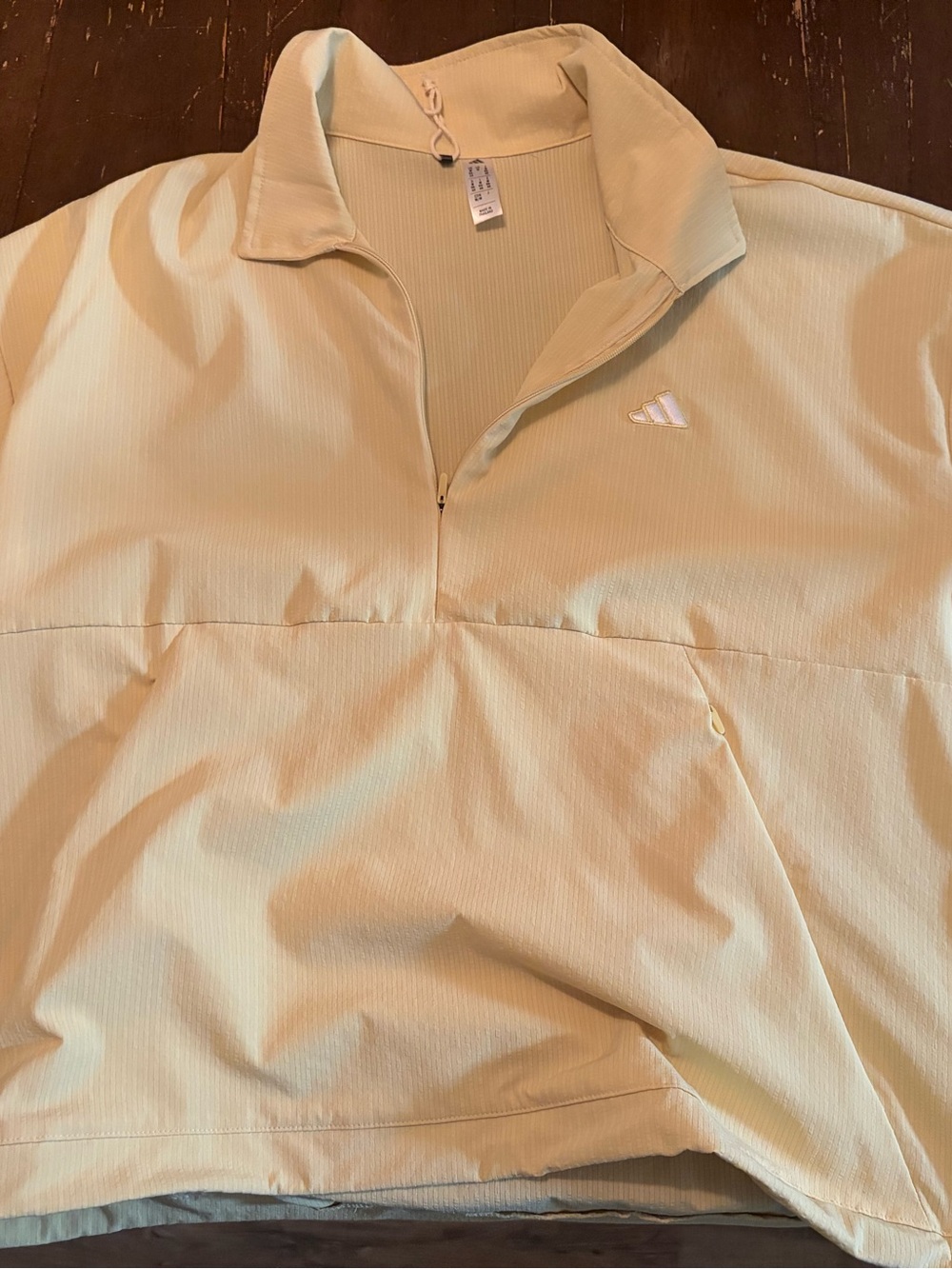 adidas old gold and Black short sleeved V-neck zip up with collar with Logo Tag - Picture 3 of 3